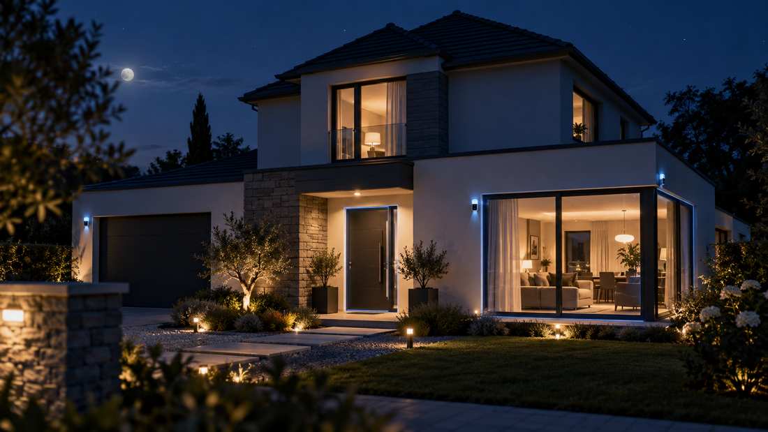 Maison contemporaine protégée la nuit
